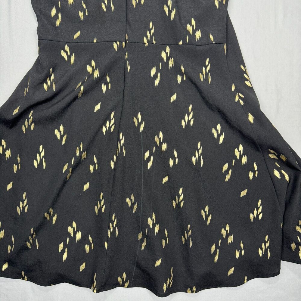 Everly Spaghetti Dress Black and Gold Size Large Racerback Knee Length Flare - Picture 9 of 16